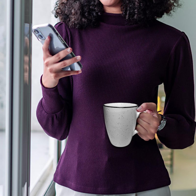 Qimacplus Ceramic Mugs Gift for Best Friend  Microwave  Dishwasher Safe Ceramic Tea Cup  Perfect for Latte Americano Cappuccinos Tea Bag  Beverages Coffee Mugs Off White 350Ml Pack of 1 - Image 4