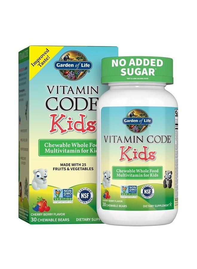 Garden of Life - Vegetarian Multivitamin Supplement for Kids - Vitamin Code Kids Chewable Raw Whole Food Vitamin with Probiotics, 30 Chewable Bears - Image 1