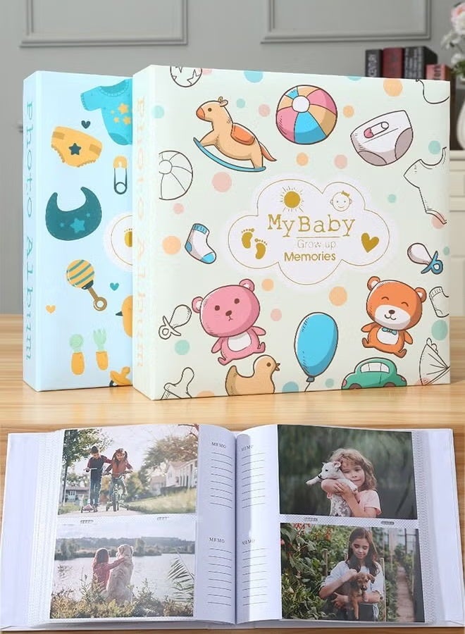 2Packs 200 Pockets Foil Stamping Photo Album for 6 Inches Photos Portable Photo Album for Baby Family Wedding Boys Girls - Image 1