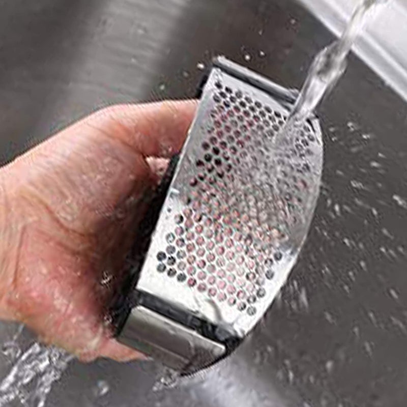 IndMART IndMART Stainless Steel Garlic Press Crusher Kitchen Chopper Dishwasher Safe MultiFunction Manual Curved Grinding Slicer Presses Cooking Gadgets Tool Dough and Peeler Black - Image 5