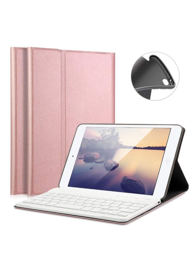 NIBEMINENT Protective Case Cover With Bluetooth Keyboard For Apple iPad Mini 4 Rose Gold - Image 2
