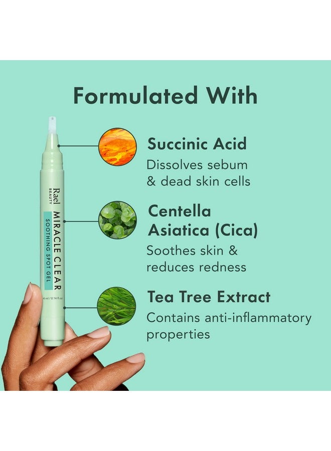 Rael Rael Acne Spot Treatment, Miracle Clear Soothing Spot Gel Pen - Acne Gel, Pimple and Blemish Treatment, Korean Skincare, for Early Stage, Succinic Acid, Tea Tree, Cica, Vegan, Cruelty Free (0.14 oz)  - Image 3