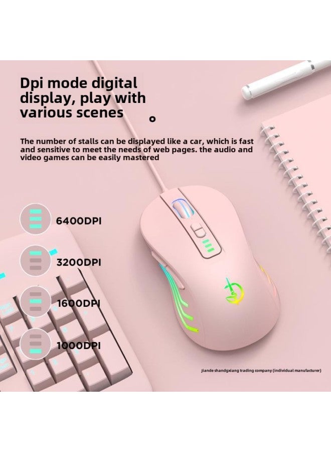 Wired Mouse Game E-sports Dedicated Silent Silent Office Universal Mechanical Suitable For Hp Lenovo Dell Computer-Color:Ivory White 【three-on Glare-free-1600DPI】-Interface:Official Standard - Image 4
