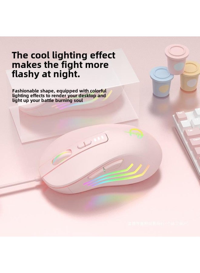 Wired Mouse Game E-sports Dedicated Silent Silent Office Universal Mechanical Suitable For Hp Lenovo Dell Computer-Color:Ivory White 【three-on Glare-free-1600DPI】-Interface:Official Standard - Image 2