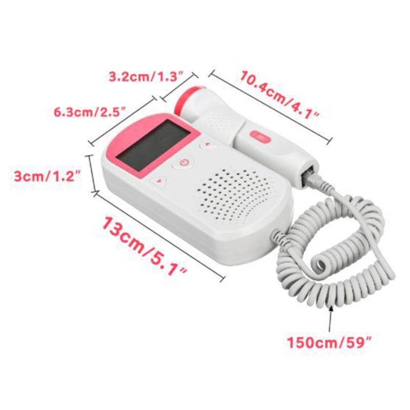 Ultrasound Doppler Fetal Heart Rate Monitor Potable Baby Heart Detector Fetus-voice Meter Prenatal Heart Beat Detector Probe  LCD Display - Image 5