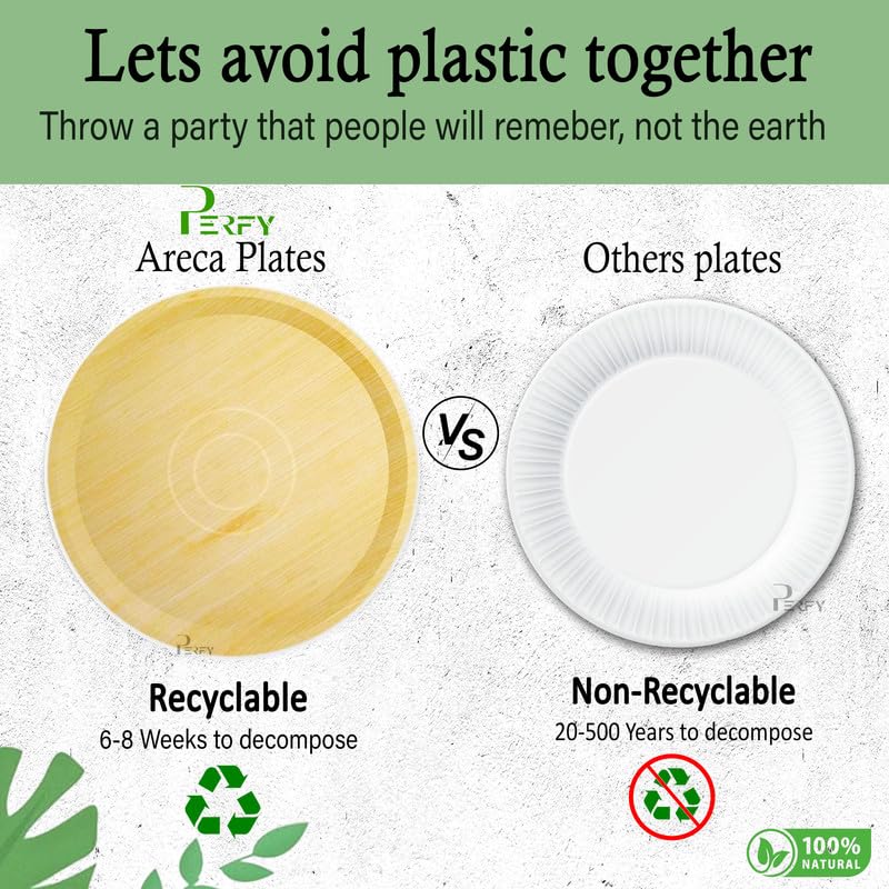 Perfy 12 Inch Areca Palm Leaf Round Plates - Natural and Biodegradable. Disposable Eco-Friendly Plates|Dinnerware Plate for Party, Wedding, Event Plates [250-Pack](30cm) - Image 5