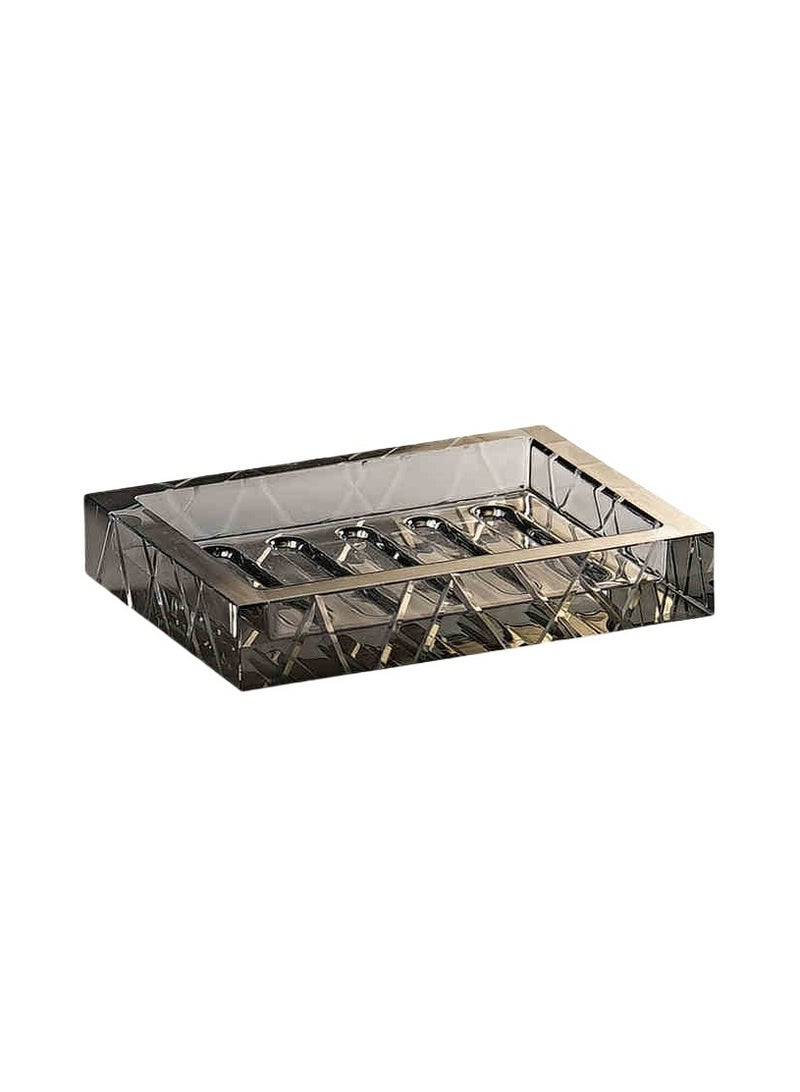 JiFENG Soap Dish Holder Rectangle Thick and Solid Crystal Decorative Soap Saver Tray for Bar Soap, Shower Soap Holder,Soap Tray Soap Savers for Bathroom Shower Kitchen(Grey) - Image 1