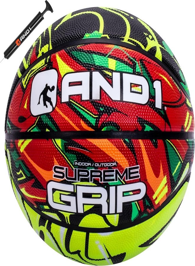 AND1 Supreme Grip Basketball: Official Regulation Size 7 (29.5 inches) Rubber Basketball - Deep Channel Construction Streetball, Made for Indoor Outdoor Basketball Games - Image 1