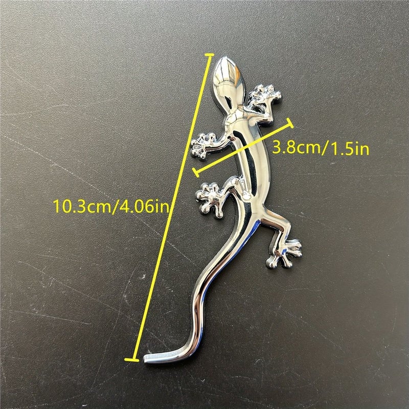 Silvery Left Metal Gecko Car Body Decal Sticker For Motorcycle Decoration - Image 2