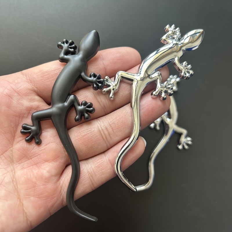 Silvery Left Metal Gecko Car Body Decal Sticker For Motorcycle Decoration - Image 4