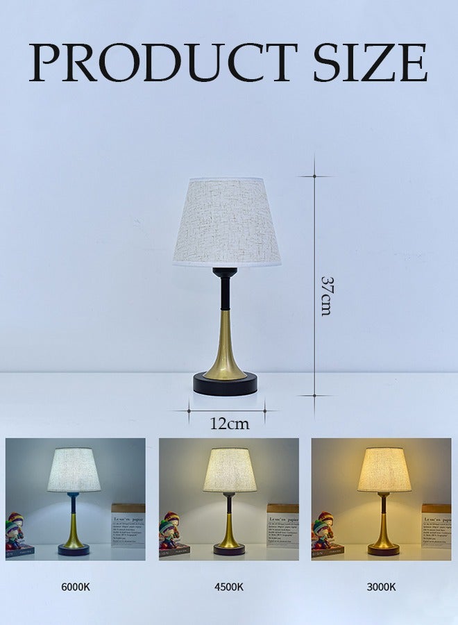 DUNISO مصباح طاولة جانبية، مصباح غرفة نوم قماشي مع USB، مصباح طاولة جانبية أوروبي عتيق، ثلاث ألوان وقابل للتعديل على عدة مستويات، مناسب لغرفة المعيشة، الدراسة، غرفة النوم والمكتب - Image 2