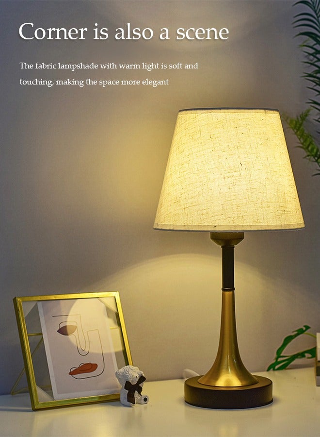 DUNISO مصباح طاولة جانبية، مصباح غرفة نوم قماشي مع USB، مصباح طاولة جانبية أوروبي عتيق، ثلاث ألوان وقابل للتعديل على عدة مستويات، مناسب لغرفة المعيشة، الدراسة، غرفة النوم والمكتب - Image 5