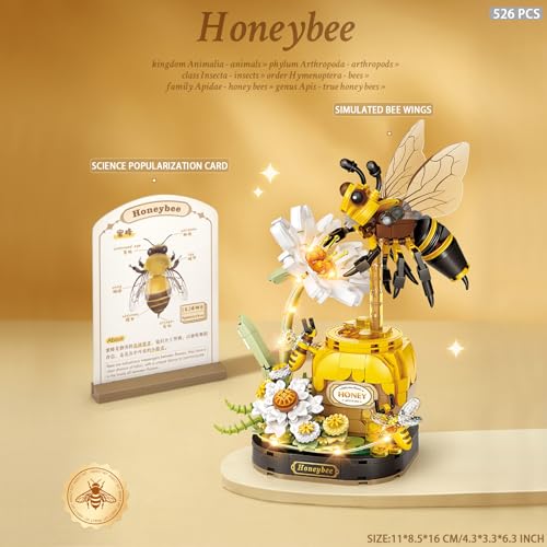 MEIEST Insect Flower Building Blocks SetColorful Construction Building Bricks Toy with a Science Popularization CardCreative Home Decoration Honeybee - Image 5