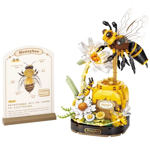 MEIEST Insect Flower Building Blocks SetColorful Construction Building Bricks Toy with a Science Popularization CardCreative Home Decoration Honeybee - Image 1