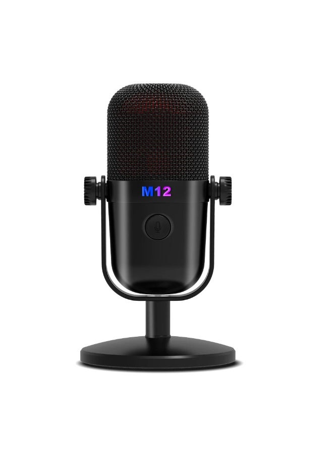 ميكروفون ألعاب ZFSZ M12 USB ذو مكبر صوت مكثف - إضاءة RGB ديناميكية وزر كتم الصوت بلمسة واحدة، ميكروفون يعمل بمجرد التوصيل مزود بقاعدة معدنية متينة للكمبيوتر الشخصي وPS5 والبث المباشر والبودكاست والتسجيل - Image 1