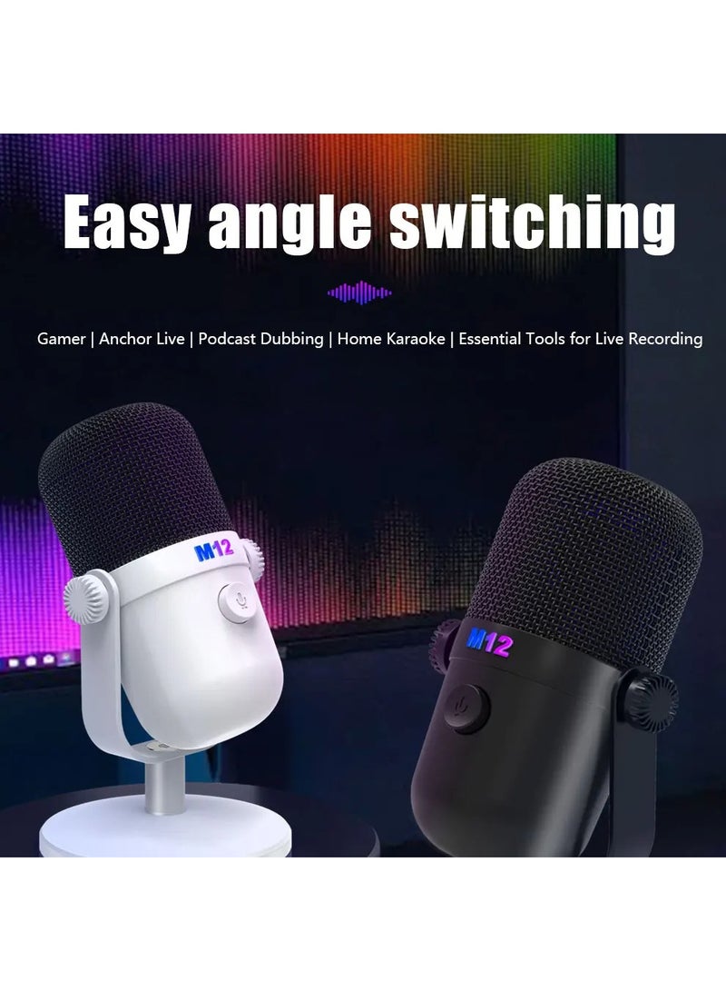 ميكروفون ألعاب ZFSZ M12 USB ذو مكبر صوت مكثف - إضاءة RGB ديناميكية وزر كتم الصوت بلمسة واحدة، ميكروفون يعمل بمجرد التوصيل مزود بقاعدة معدنية متينة للكمبيوتر الشخصي وPS5 والبث المباشر والبودكاست والتسجيل - Image 2