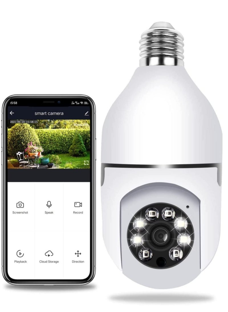 Generic 1080P Wireless Wifi Pan Tilt Light Bulb Security Camera 360 Degrees 3.0MP Cam Home Surveillance CCTV IP Camera With Night Vision Two Way Audio Smart Motion Detection - Image 1