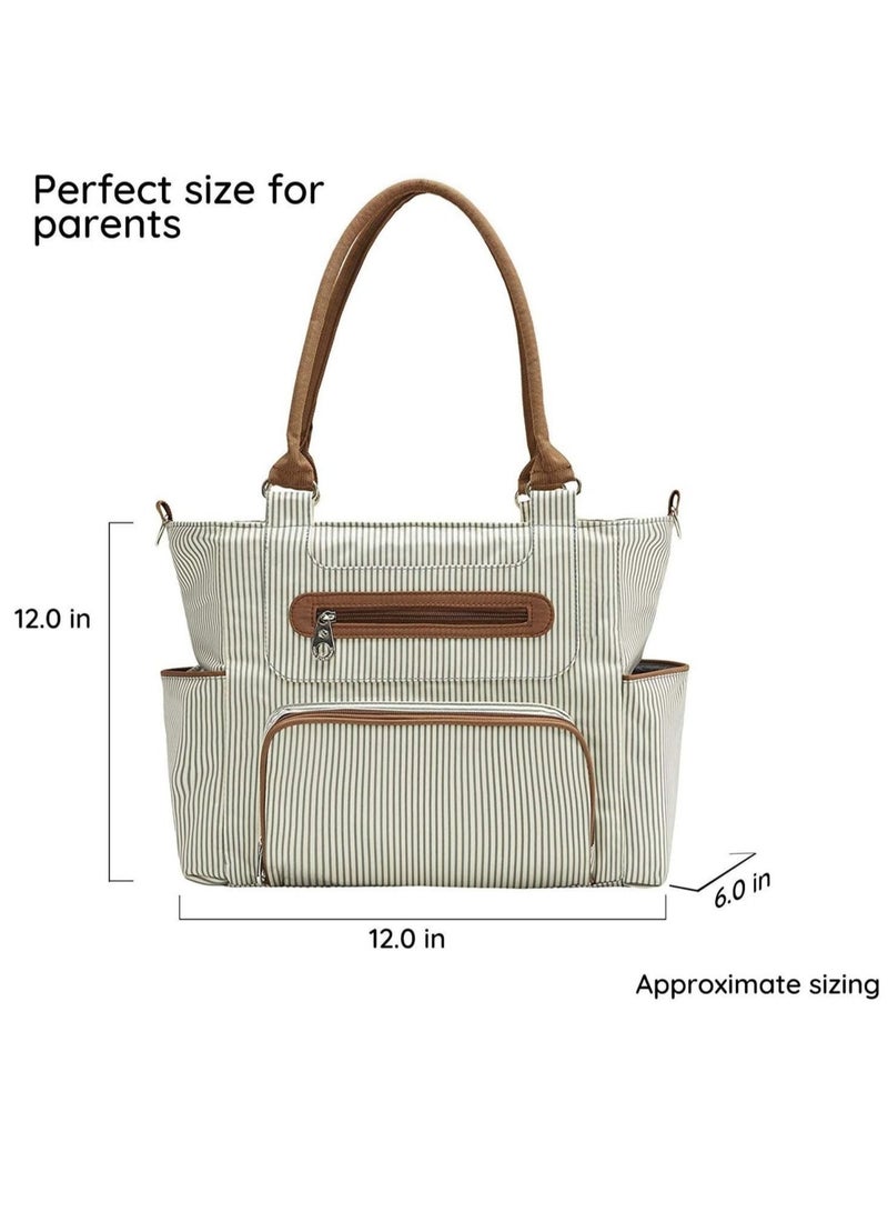 NIBEMINENT Diaper Bag Tote 7 Piece Set with Sun, Wipes Pocket, Dirty Pouch, Changing Pad  - Image 2