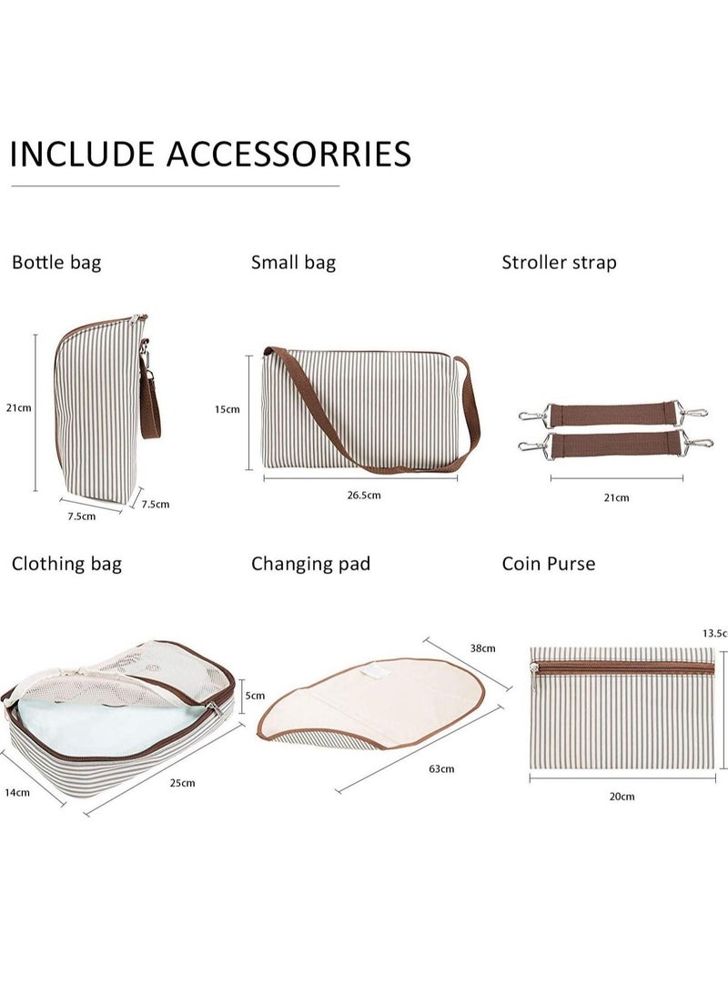 NIBEMINENT Diaper Bag Tote 7 Piece Set with Sun, Wipes Pocket, Dirty Pouch, Changing Pad  - Image 5