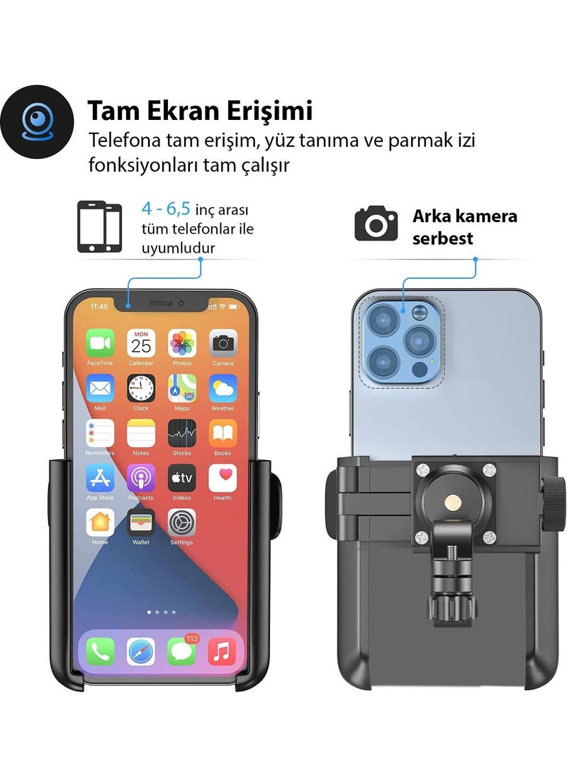 Apera - An-65 Motor and Bicycle Automatic Phone Holder Extra Thick Dual Camera Use Between 4 - 6.5 Inches - Image 1