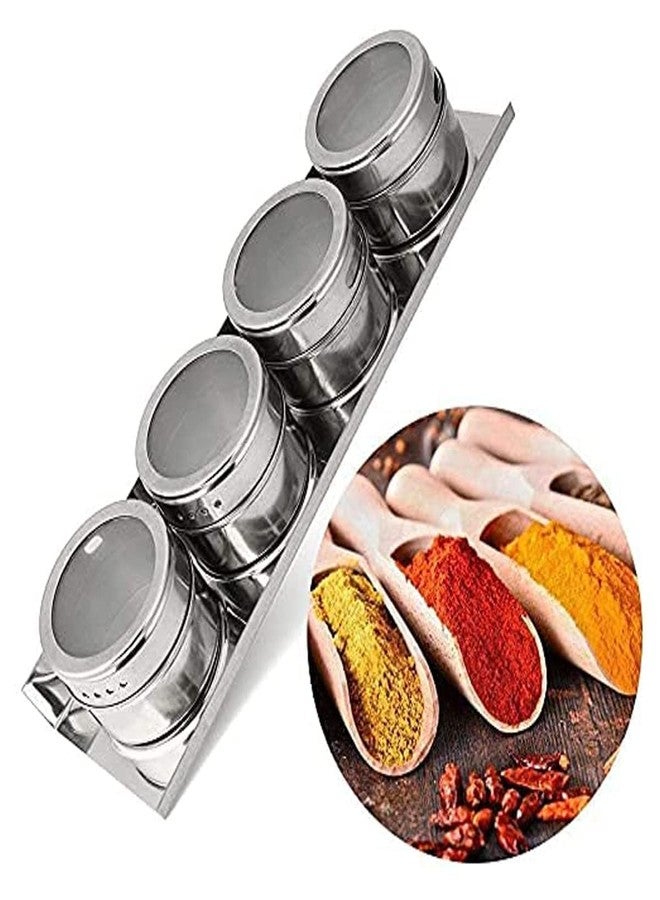 BlissCart مجموعة BlissCart المكونة من 4 قطع من برطمانات التوابل المغناطيسية، ورف التوابل، ووعاء الأعشاب للتخزين؛ وحاوية توابل ماسالا للمطبخ أو المطاعم. - Image 2