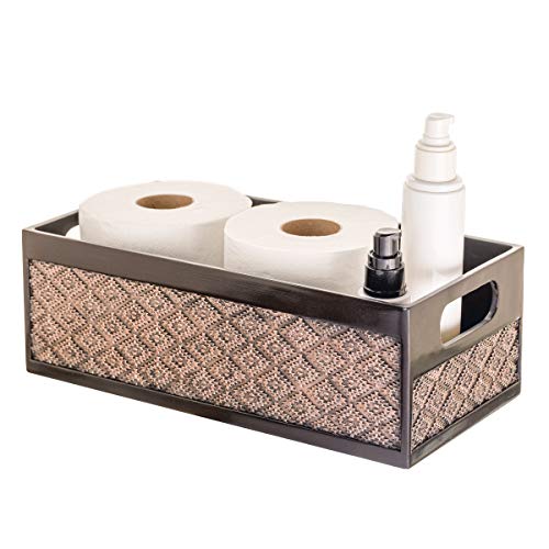 Creative Scents Dublin Brown Toilet Paper Storage Holder Basket for Decor  Decorative Bathroom Organizer and Storage for Countertop  Toilet Tank Topper Box  Modern Brown Bathroom Counter Decor
