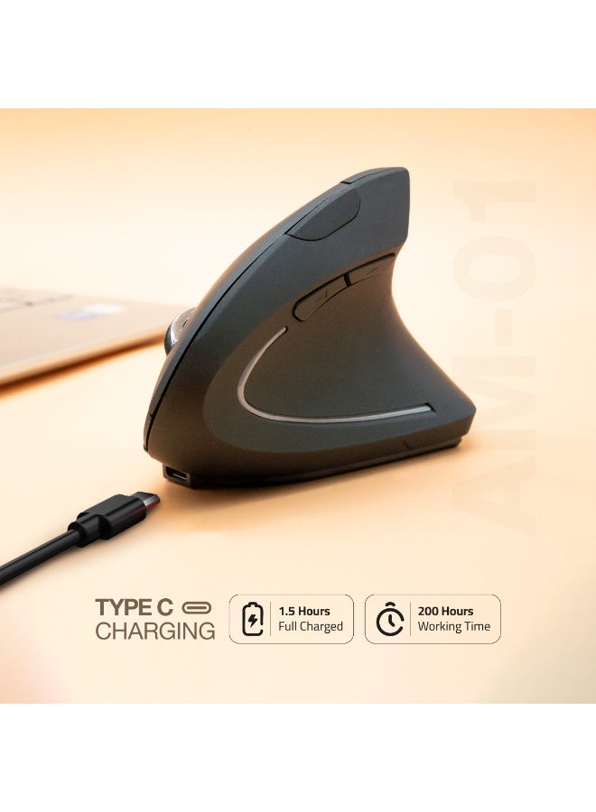 Arizone AM-01 Ergonomic 6D Pro Wireless Vertical Gaming Mouse black - Image 5