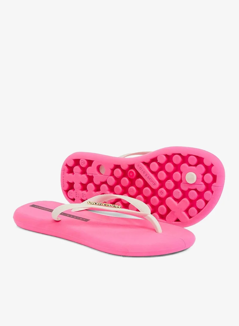 Voices Pink-Off White-Gold Boat Women'S Flip Flops With Matching Brand Design Strap - Pink/White for Women | Best Price UAE