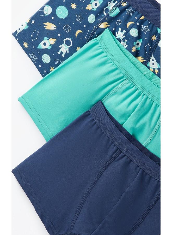 JUNE June Boy Space Patterned 3-Pack Boxer Multicolor - Green - Indigo  - Image 3