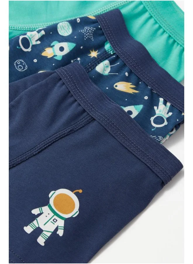 JUNE June Boy Space Patterned 3-Pack Boxer Multicolor - Green - Indigo