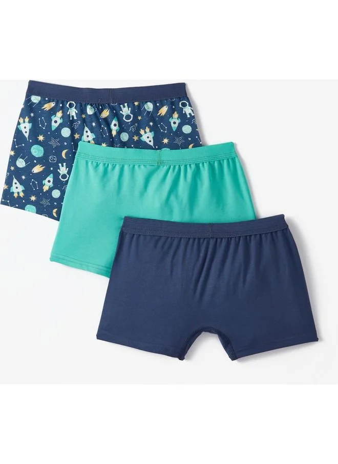 JUNE June Boy Space Patterned 3-Pack Boxer Multicolor - Green - Indigo