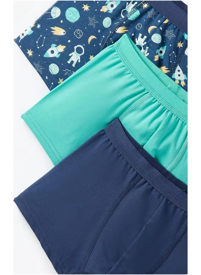 JUNE June Boy Space Patterned 3-Pack Boxer Multicolor - Green - Indigo