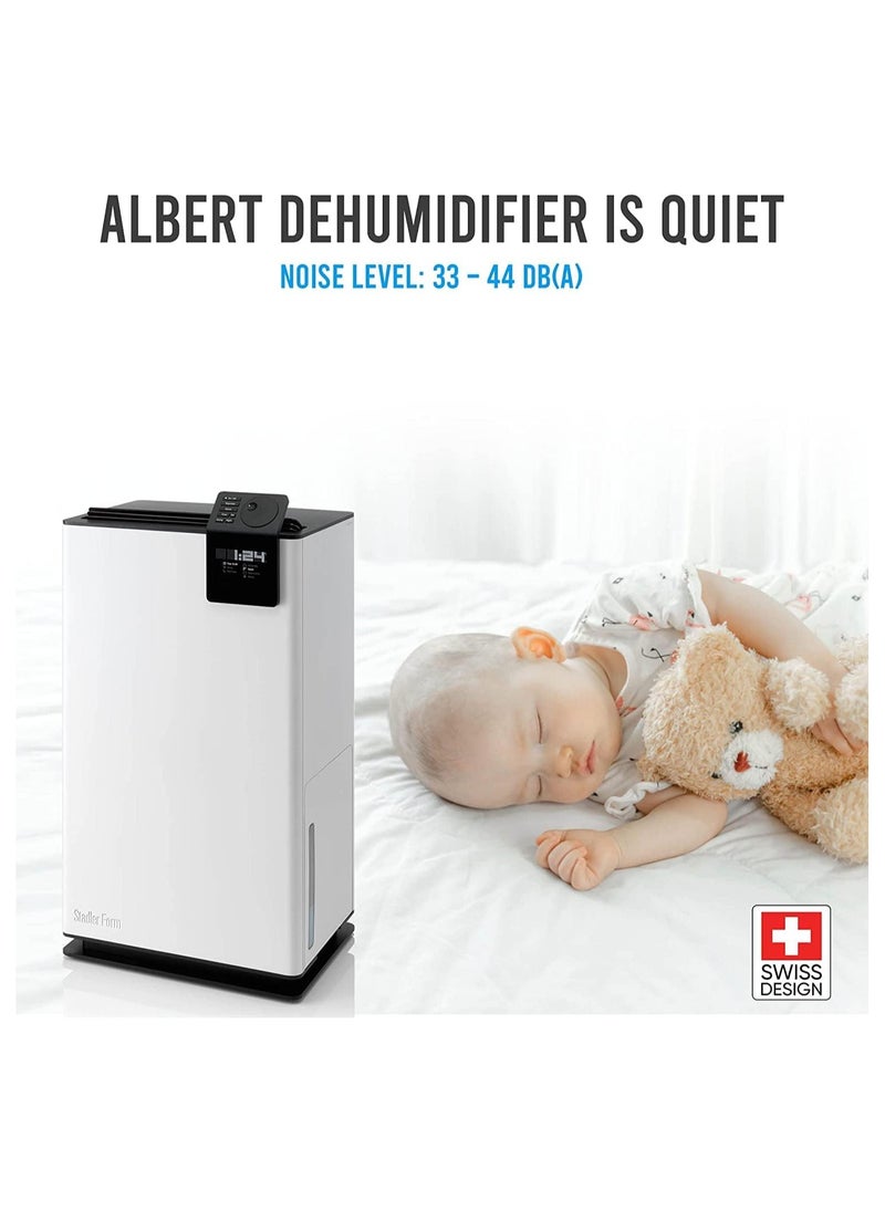 Stadler - Swiss Design Dehumidifier Ideal for Big Room 70sqm, Quiet Operation, 24H Digital Timer & Display, 5L Water Tank, Swing & Night Modes, Continuous Drainage (Albert)- 2 Years Warranty + Local Support - Image 1