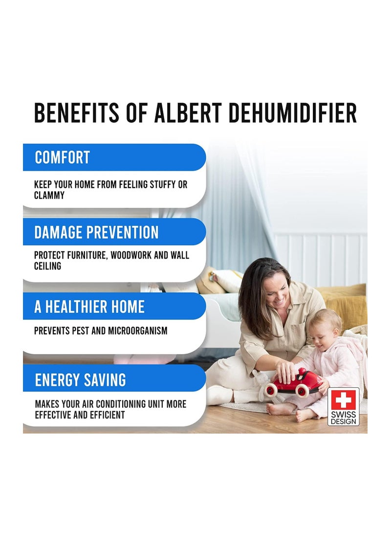 Stadler - Swiss Design Dehumidifier Ideal for Big Room 70sqm, Quiet Operation, 24H Digital Timer & Display, 5L Water Tank, Swing & Night Modes, Continuous Drainage (Albert)- 2 Years Warranty + Local Support - Image 1