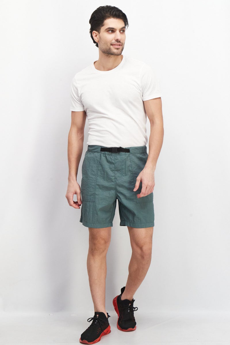 Celio Men Textured Side Pocket Buckle Closure Basic Shorts, Seafoam Green - Image 2