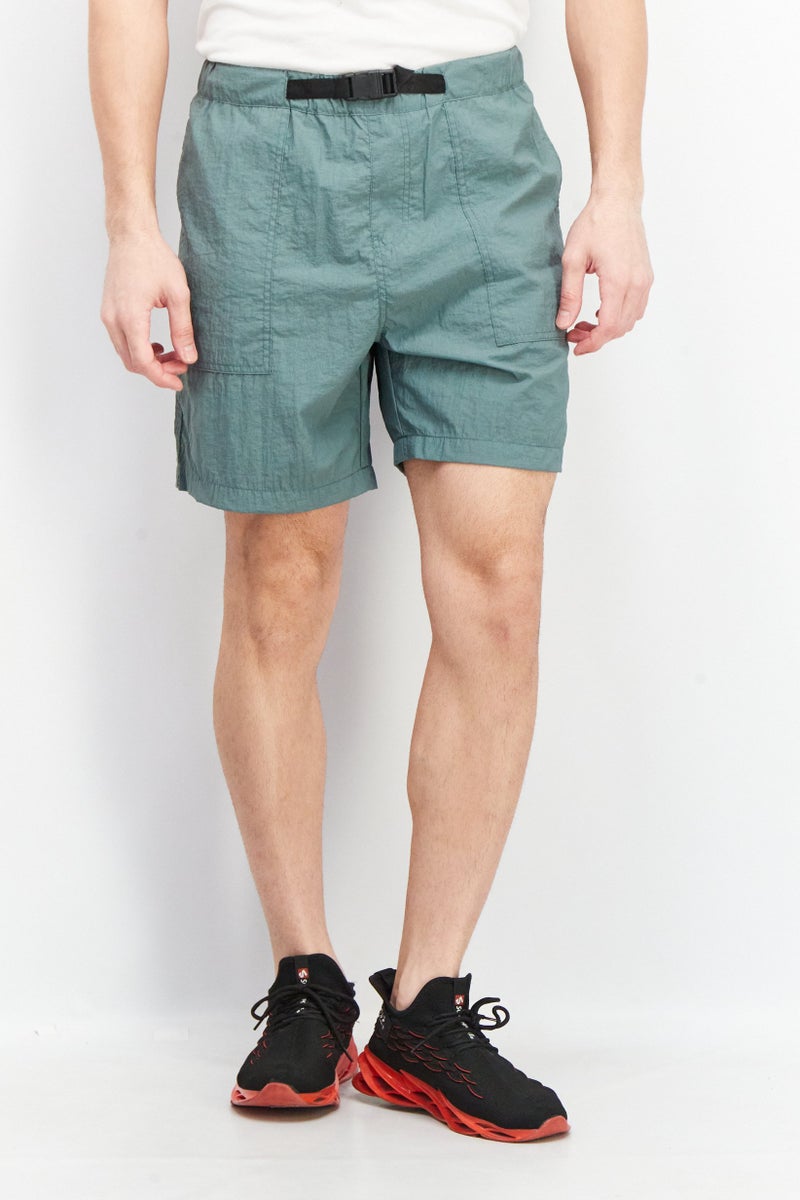 Celio Men Textured Side Pocket Buckle Closure Basic Shorts, Seafoam Green - Image 1