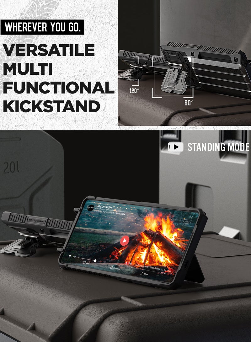 VRS Design Damda Glide Ultimate Samsung Galaxy S25 ULTRA Case Cover Wallet with Semi Automatic Credit Card Holder Slot [4 Cards] & Camera Lens Protector Kickstand - Khaki - Image 5