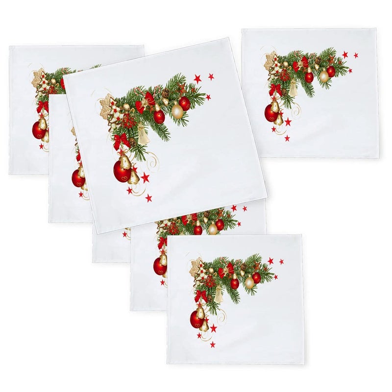 Khakee 6 Pcs Christmas Theme Silk Table Napkins 10x 10 for Xmas Decoration Christmas OrnamentsChristmas Giftxmas21672 - Image 1