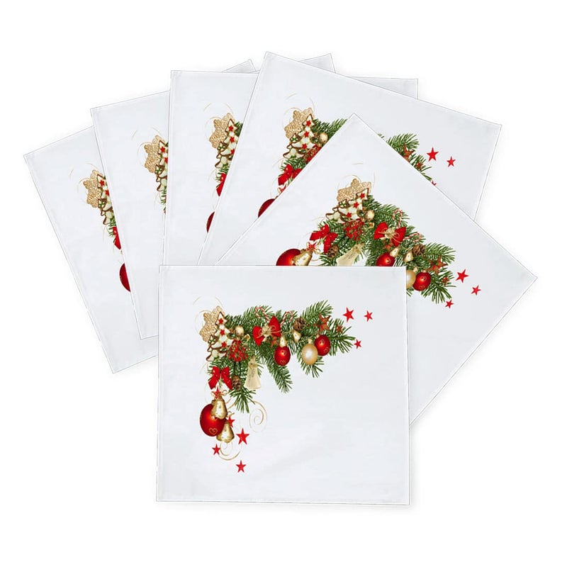Khakee 6 Pcs Christmas Theme Silk Table Napkins 10x 10 for Xmas Decoration Christmas OrnamentsChristmas Giftxmas21672 - Image 2