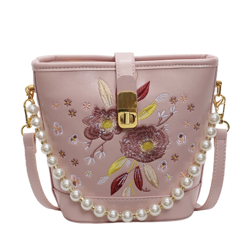 Guofeng Embroidery Hand Carrying Bucket Bag Women'S Fashion Trendy Shoulder Bag New Chinese-Style Portable Crossbody Bag - Image 1