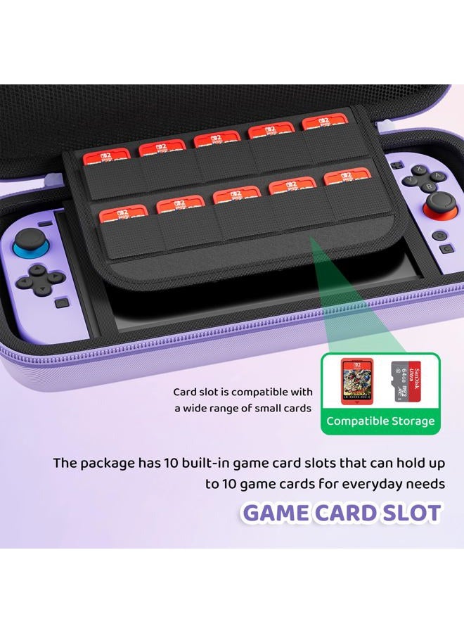 FANPL Purple Case Bundle for Nintendo Switch 2 (2025) Accessories, Portable Hard Carrying Cover with Protective Skin , Screen Protector, 2 Thumb Grips - Image 4