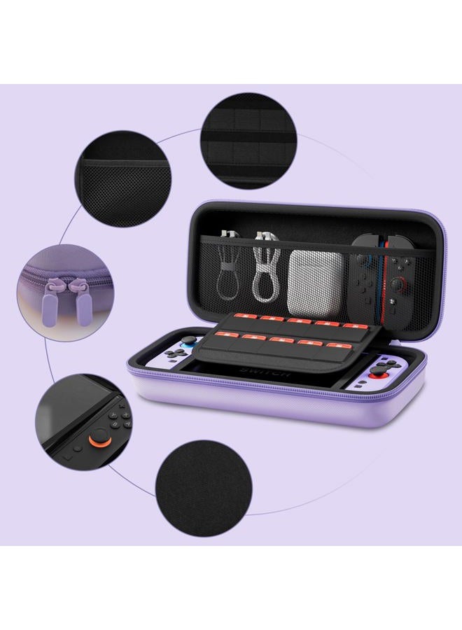 FANPL Purple Case Bundle for Nintendo Switch 2 (2025) Accessories, Portable Hard Carrying Cover with Protective Skin , Screen Protector, 2 Thumb Grips - Image 2