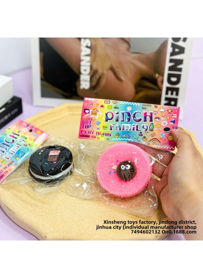 Hot Oreo Decompression Pinch Music Simulation Super Soft Mud Play Sandwich Biscuits Vent Toys Wholesale-Colour:Small Size Opp Bag-random Color Mixed Hair