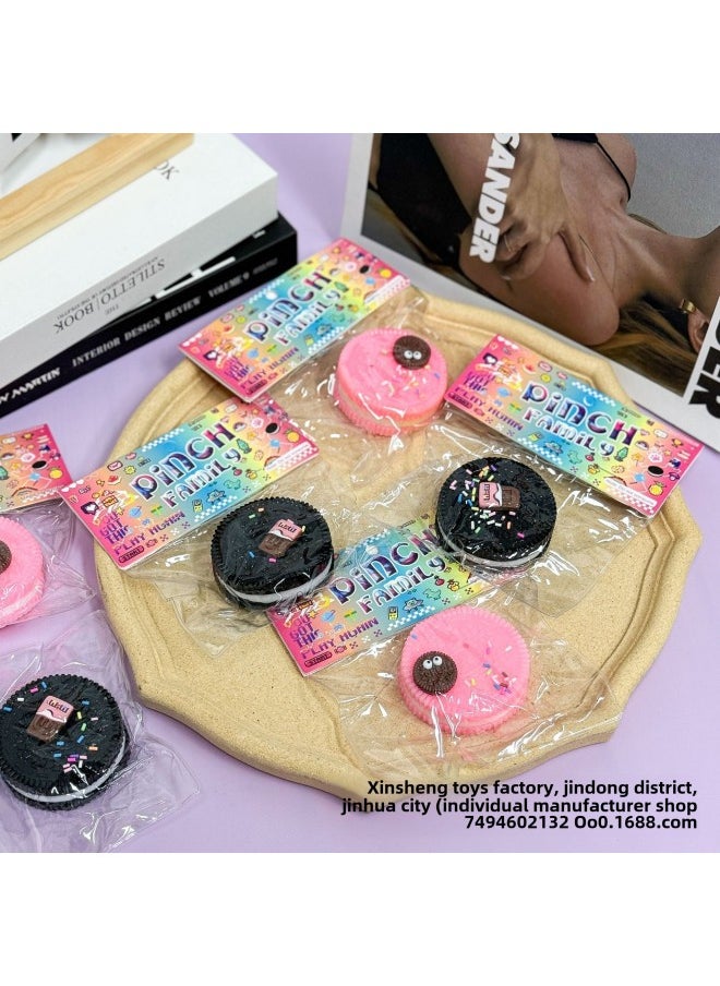 Hot Oreo Decompression Pinch Music Simulation Super Soft Mud Play Sandwich Biscuits Vent Toys Wholesale-Colour:Small Size Opp Bag-random Color Mixed Hair