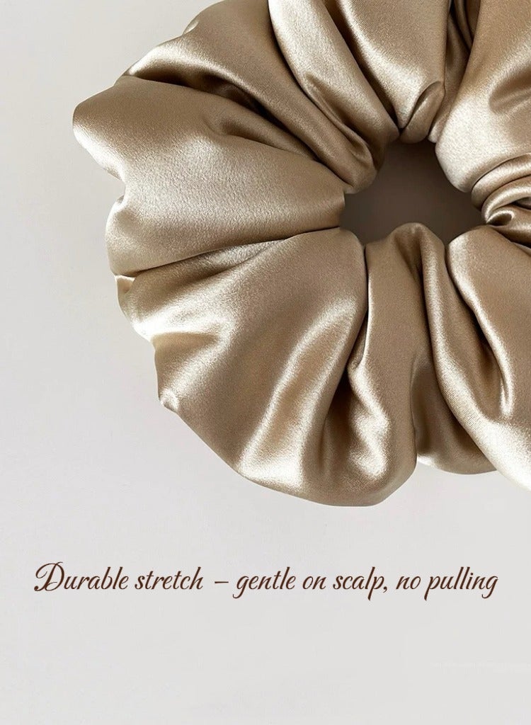 عام French-Inspired Vintage Scrunchies - Cloud-Like Cotton Puff for Gentle Hold, Zero Breakage u0026 Seamless Comfort—Coffee Brown