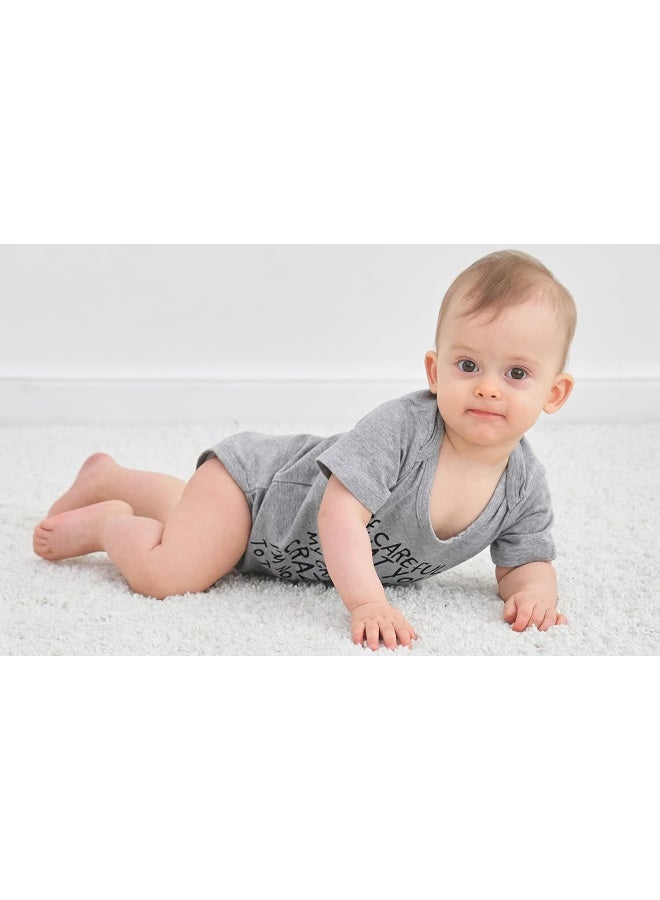 UNICOMIDEA UNICOMIDEA Baby Boys Girls Romper Letter Printed Newborn Outfit Short Sleeve Bodysuits 0-12 Months  - Image 3