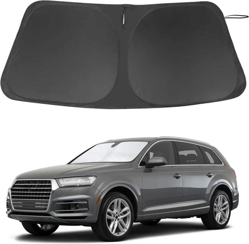 LHFLIVE Windshield Sun Shade Custom Fit for 2016-2024 2025 Audi Q7 SUV Accessories Foldable Sunshade Sun Blocker Protect Car from Sun Rays & Heat Damage Keep Car Cooler - Image 1