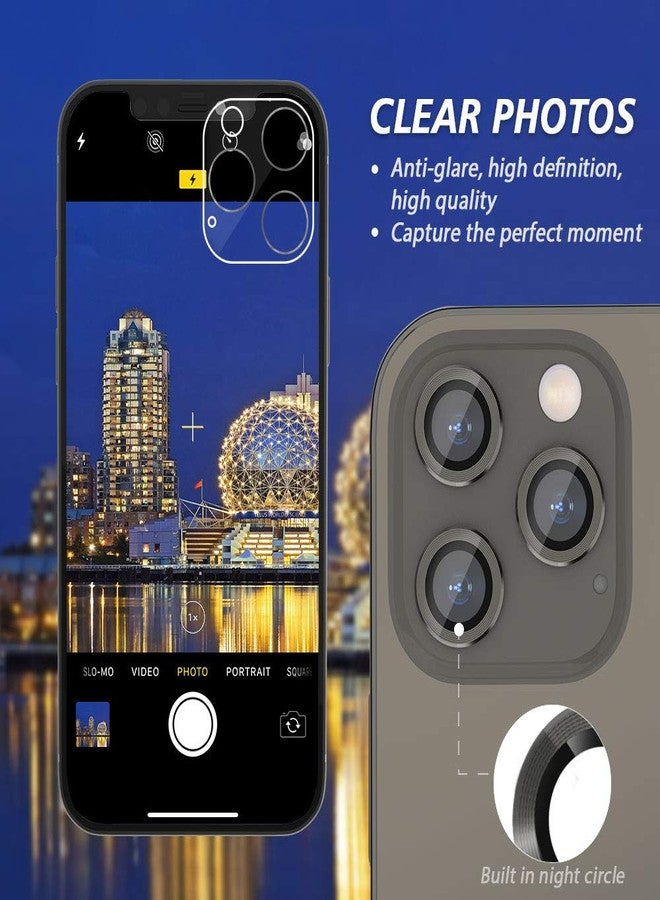 CloudValley [3 Pcs] Camera Lens Protector for iphone 12 Pro 6.1 inch, (Not for iPhone 12 Pro Max 6.7") HD Tempered Glass Aluminum Alloy Lens Ring Cover Film,Graphite Black - Image 5