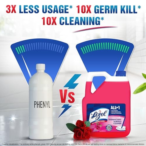 Lizol Disinfectant Surface & Floor Cleaner Liquid, Floral - 5 Litre | Suitable for All Floor Cleaner Mops | Kills 99.9% Germs| India's #1 Floor Cleaner - Image 3