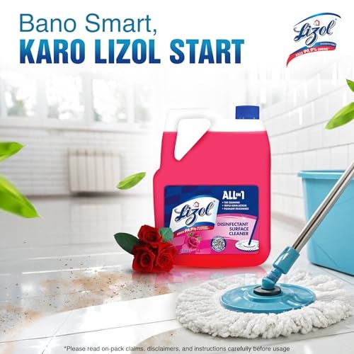 Lizol Disinfectant Surface & Floor Cleaner Liquid, Floral - 5 Litre | Suitable for All Floor Cleaner Mops | Kills 99.9% Germs| India's #1 Floor Cleaner - Image 2